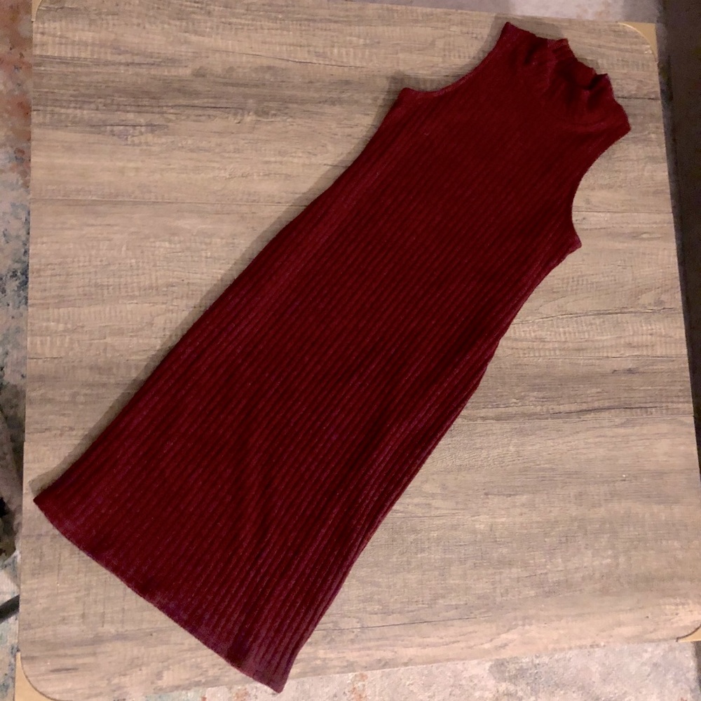 Sleeveless mock turtleneck sweater dress